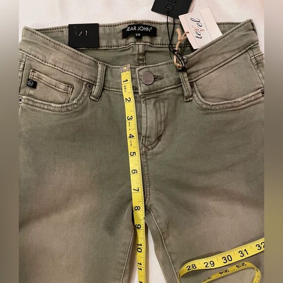 Dear John Stretch skinny mid-rise jeans, raw edge, size 25, NWT color is Mortar - Picture 4 of 10